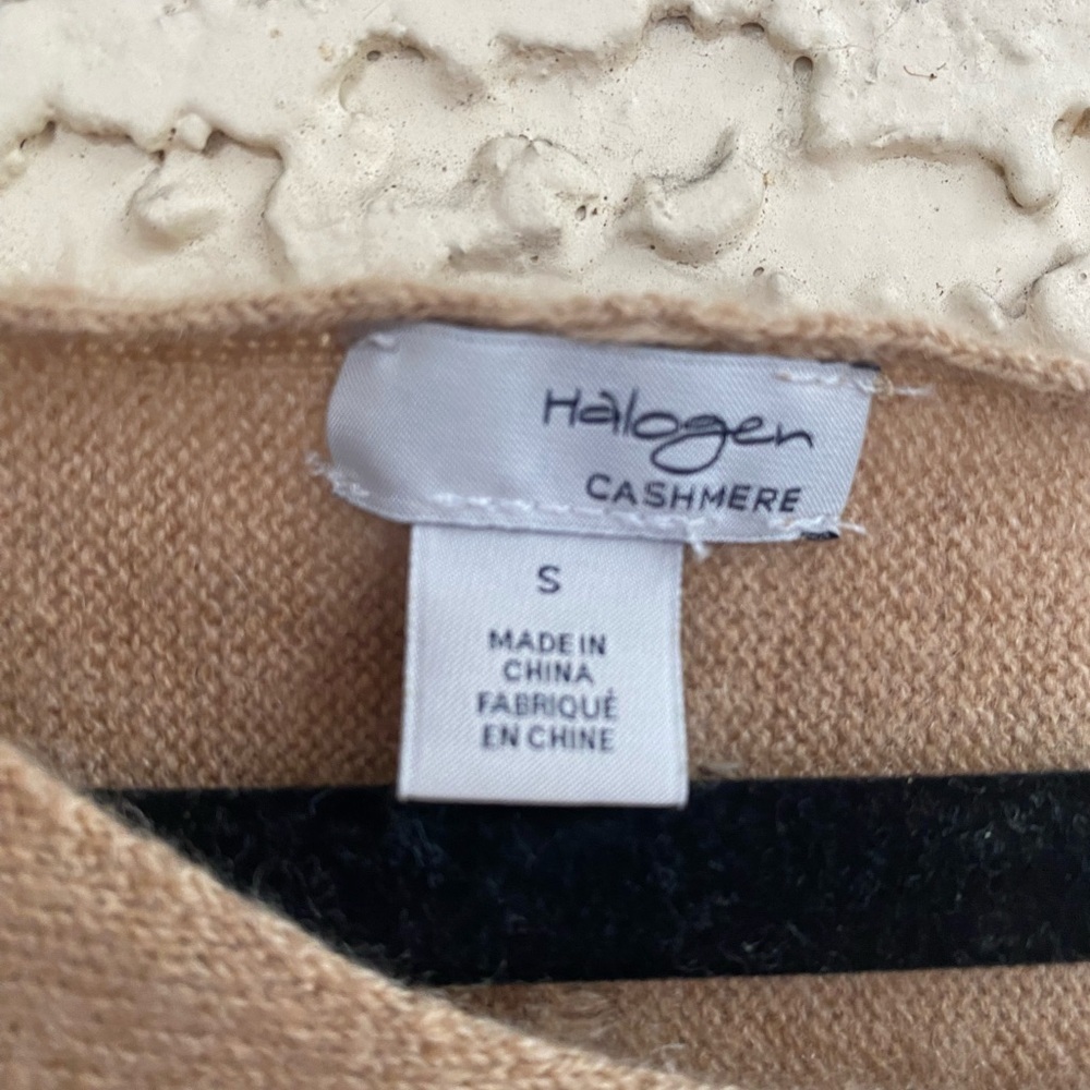Halogen Tan Crew Neck Sweater 100% cashemere - Picture 2 of 4